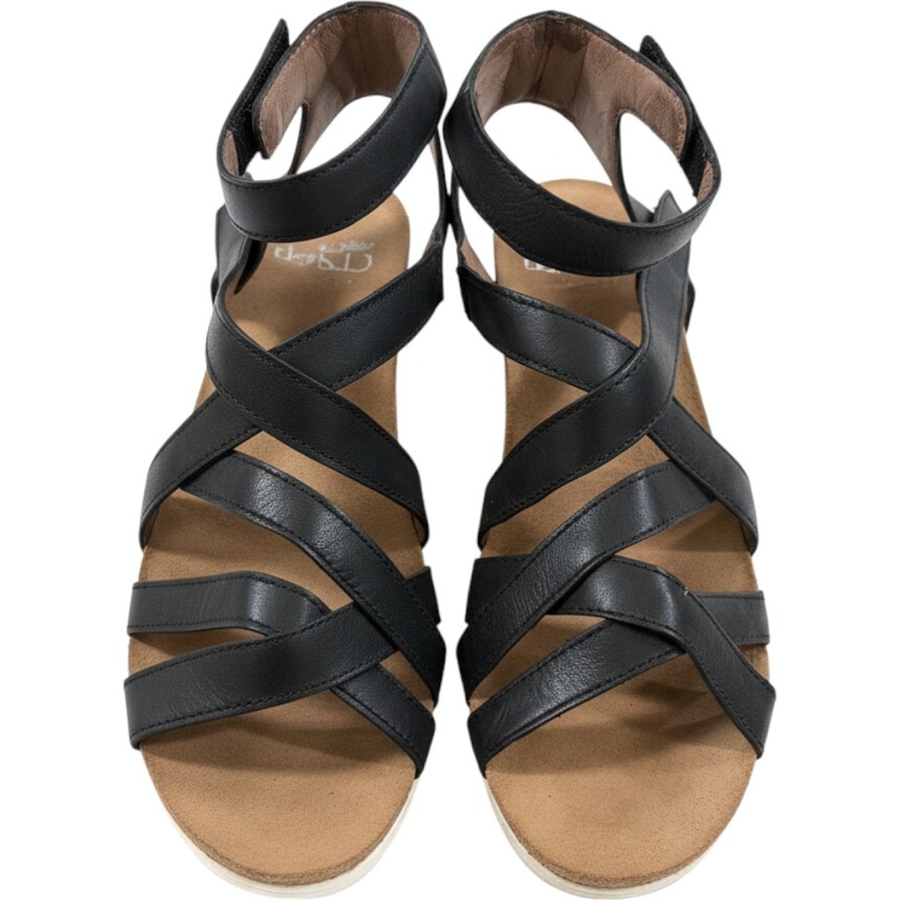 Dansko Black Leather Strappy Veruca  Gladiator Wedge Sandals Size 38  7.5/8